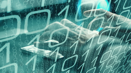 Hacker sending phishing scam to bank computer network