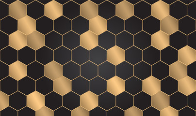 Abstract hexagon pattern background. Golden lines. Vector illustration.