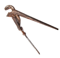 Adjustable wrench isolated on a white