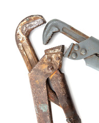 Adjustable wrench isolated on a white