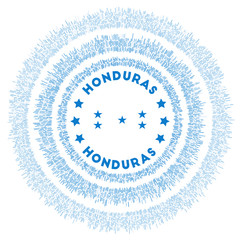 Honduras symbol. Radiant country flag with colorful rays. Shiny sunburst with Honduras flag. Attractive vector illustration.