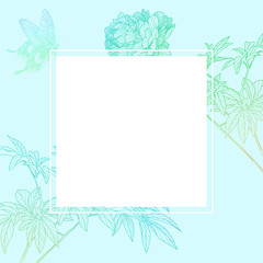 Fototapeta na wymiar Hand-drawn simple sketch of peony flowers. design greeting card and invitation of the wedding, birthday, Valentine's Day, mother's day and other holiday