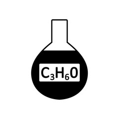 Laboratory glass with acetone.