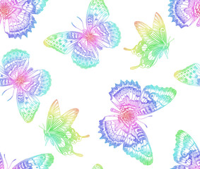 Seamless background of the flying butterflies,beautiful seamless floral summer pattern background, wallpaper.