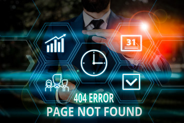 Word writing text 404 Error Page Not Found. Business photo showcasing Webpage on Server has been...