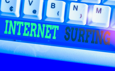 Word writing text Internet Surfing. Business photo showcasing browsing the Internet Navigating the...