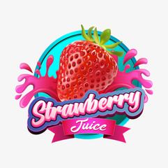 Vector illustration, Strawberry juice symbol