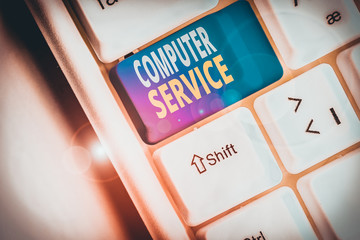 Word writing text Computer Service. Business photo showcasing computer time or service including data processing services