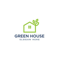 logo design housing or houses with leaves
