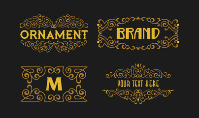 Vintage Swirl Antique Ornament Minimalism Casual Traditional Line Art Stylish Ornament Frame Classic Decorative Graphic Element