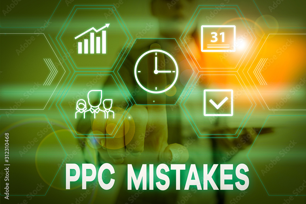 Aufkleber conceptual hand writing showing ppc mistakes. concept meaning judgment that is misguided or wrong in