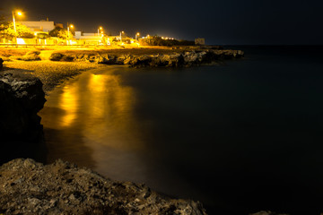 night in long exposure of a glimpse of the Salento coast