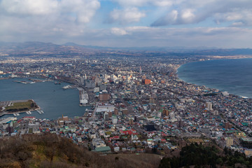 Aerial view of Otaru daytime