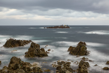 Shinto shrine in a stormy sea