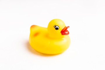 Yellow Rubber Duck isolated against white