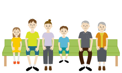Illustration set of 3 generation family (Sitting on a chair)