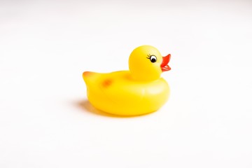Yellow Rubber Duck isolated against white