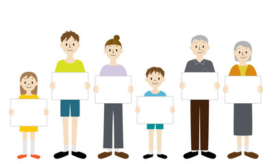 Illustration set of 3 generation family (with white board)