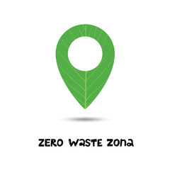 Zero waste zone. Green location icon. ECO icon. Ecology friendly. No Plastic and Go Green. Eco text.