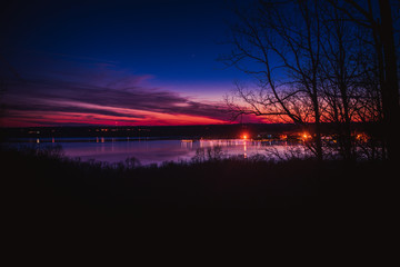 sunset over lake