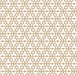 Seamless geometric pattern in golden geometric lines.