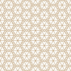 Seamless geometric pattern in golden geometric lines.