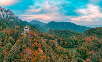 Aerial view of taimu mountain in ningde city, fujian province, China