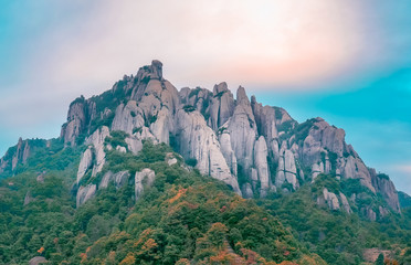 Aerial view of taimu mountain in ningde city, fujian province, China