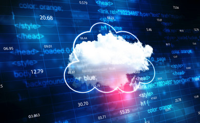 2d illustration of  Cloud computing, Cloud Computing Concept, Cloud computing technology internet concept background