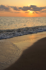 Beautiful sunset on the sea. Travel, vacation, evening