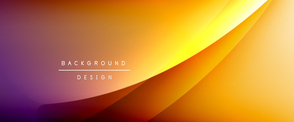 Wave liquid style lines with shadows and light on gradient background. Trendy simple fluid color gradient abstract background with dynamic straight shadow line effect