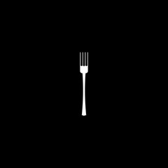 fork icon. flat style. vector illustration on black. sign symbol for menu