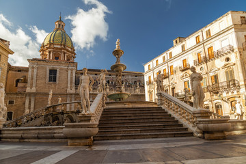 Piazza Pretoria, also known as square of Shame, in the historic center of Palermo, Sicily