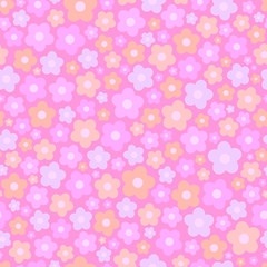 Seamless pattrern floral vector with daisies on pink background for print, wrapper, wrapping, pape