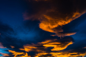 Fototapeta na wymiar Sky and clouds in sunset time