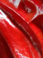 Background abstract red blurred image with highlights. Macro photo of an anthurium petal.