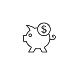 Money box icon in flat style. Pig container vector illustration on white isolated background. Piggy bank business concept.