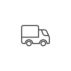 Fototapeta na wymiar Delivery truck icon in flat style. Van vector illustration on white isolated background. Cargo car business concept.