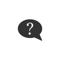 Question mark icon in flat style. Discussion speech bubble vector illustration on white isolated background. Faq business concept.