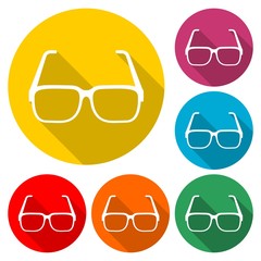 Glasses icon isolated with long shadow