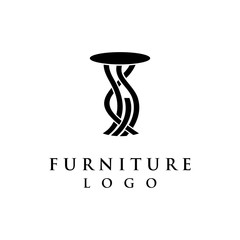 Vector of furniture logo with accent table design as icon isolated white bakground eps format