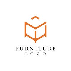 Vector of furniture logo with box table design as icon isolated white bakground eps format