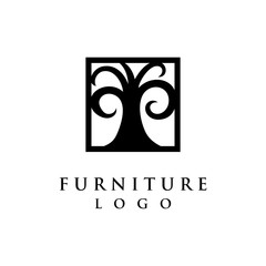 Vector of furniture logo with accent table design as icon isolated white bakground eps format