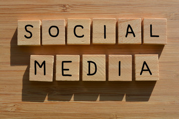Social Media, words in wooden letters