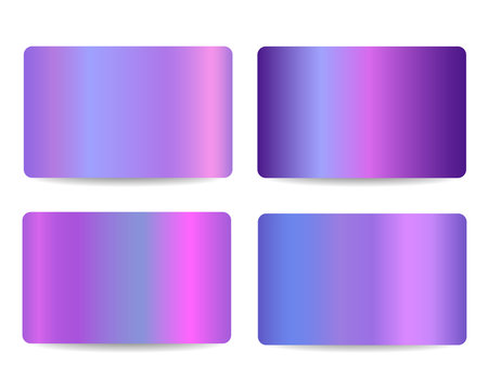 Gift cards or discount cards or credit cards set with shiny holographic background