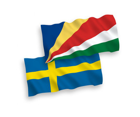 Flags of Sweden and Seychelles on a white background