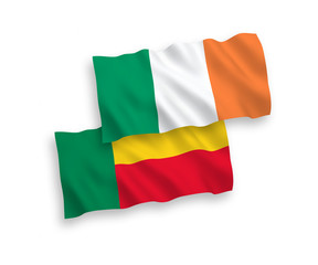 Flags of Ireland and Benin on a white background