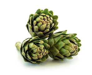 Obraz premium Fresh Green Artichoke Fruits Isolated