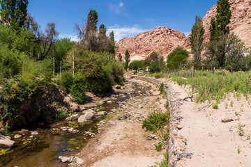 Fototapeta na wymiar Landscape at Jere Valley near San Pedro de Atacama in Chile.