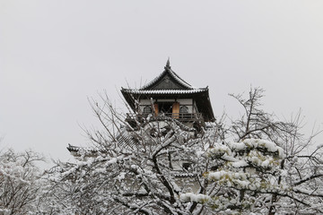 Naklejka premium 雪の犬山城 犬山城 冬の犬山城 国宝犬山城